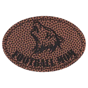 3" x 2" Football Engraved Faux Leather Oval Patch with Kota Pro Adhesive
