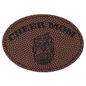 3 1/2" x 2 1/2" Football Engraved Faux Leather Oval Patch with Kota Pro Adhesive