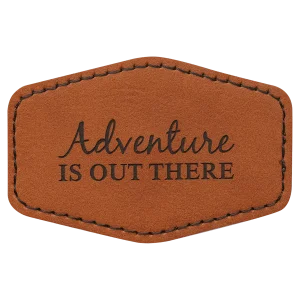 3" x 2" Rawhide Engraved Faux Leather Hex Patch with Kota Pro Adhesive