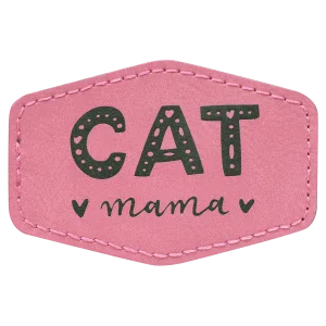 3" x 2" Pink Engraved Faux Leather Hex Patch with Kota Pro Adhesive