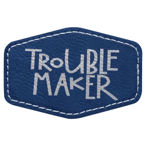 3" x 2" Blue/Silver Engraved Faux Leather Hex Patch with Kota Pro Adhesive