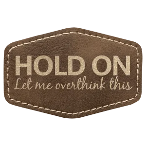 3" x 2" Rustic/Gold Engraved Faux Leather Hex Patch with Kota Pro Adhesive