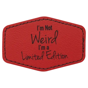 3" x 2" Red Engraved Faux Leather Hex Patch with Kota Pro Adhesive