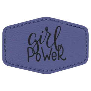 3" x 2" Purple Engraved Faux Leather Hex Patch with Kota Pro Adhesive