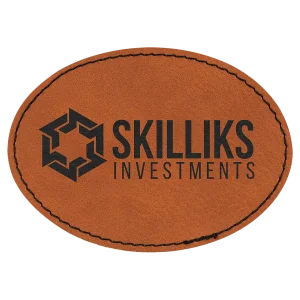 3 1/2" x 2 1/2" Rawhide Engraved Faux Leather Oval Patch with Kota Pro Adhesive