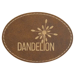 3 1/2" x 2 1/2" Rustic/Gold Engraved Faux Leather Oval Patch with Kota Pro Adhesive