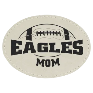 3 1/2" x 2 1/2" White Engraved Faux Leather Oval Patch with Kota Pro Adhesive