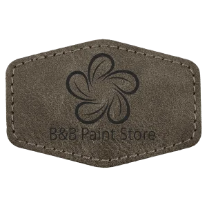 3" x 2" Dark Gray Premier Engraved Faux Leather Hex Patch with Kota Pro Adhesive - Creekside Collection