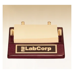 4 1/2" x 3 7/8" Rosewood Piano Finish Post-It Note Holder with Black Plate