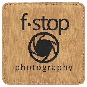 4" x 4" Square Bamboo Engraved Faux Leather Coaster