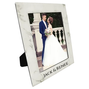8" x 10" White Marble Engraved Faux Leather Photo Frame