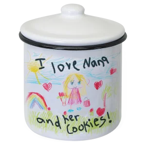 4.15" x 3.1" White/Black Enamel Canister with Lid