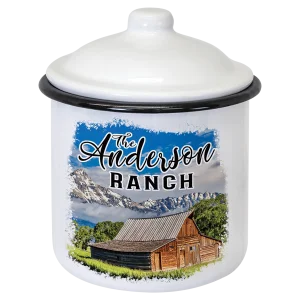 5.25" x 3.9" White/Black Canister with Lid