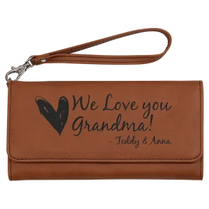 7 1/2" x 4" Rawhide Engraved Faux Leather Wallet with Strap