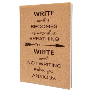7" x 9 3/4" Cork Engraved Faux Leather Journal with Lined Notepad