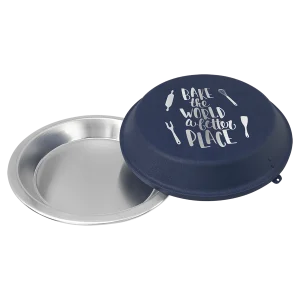 9" Aluminum Pie Pan with Navy Blue Lid