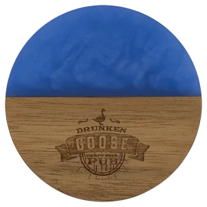 4" Acacia with Blue Pearl Resin Round Coaster