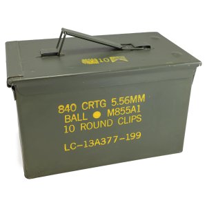 50 Caliber Army Surplus Steel Ammo Can - Back view