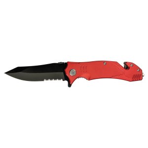 Bison River 4 1/2" Red Rescue Knife - Open view
