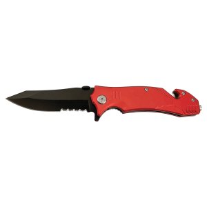 Bison River 4 1/2" Red Rescue Knife - Open 2 view