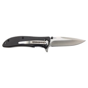 Bison River 4 1/4" Black Everyday Carry Knife - Open 2 view