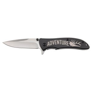 Bison River 4 1/4" Black Everyday Carry Knife - Open view