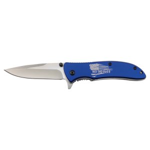 Bison River 4 1/4" Blue Everyday Carry Knife - Open view