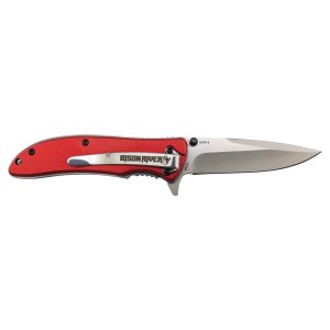 Bison River 4 1/4" Red Everyday Carry Knife - Open 2 view