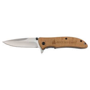 Bison River 4 1/4" Wood Everyday Carry Knife - Open view