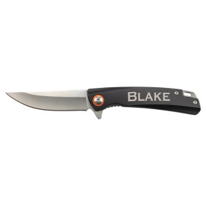 Bison River 4" Black Everyday Carry Knife with Ball Bearing Open Mechanism - Open view