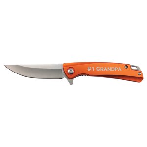 Bison River 4" Orange Everyday Carry Knife with Ball Bearing Open Mechanism - Open view