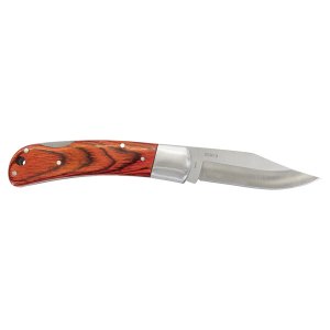 Bison River 4" Wood Folding Knife with Leather Sheath - Side view
