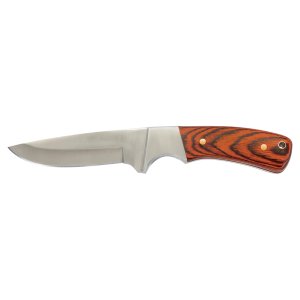 Bison River 7 3/4" Fixed Blade Wood Knife with Leather Sheath - Side view