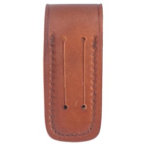 Bison River Leather Sheath with Snap Closure for Folding Knife up to 5" Long Closed - Back view