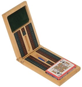Wood Cribbage Game Gift Set - Open view