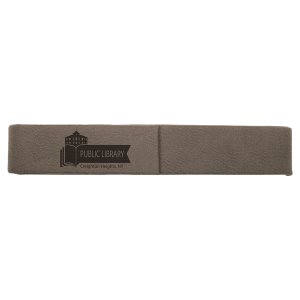 6 1/2" x 1" Gray Engraved Faux Leather Single Pen Case - Back view