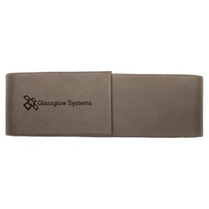 6 1/2" x 2" Gray Engraved Faux Leather Double Pen Case - Back view
