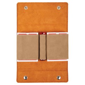 Light Brown Engraved Faux Leather Card & Dice Set - Open 2 view