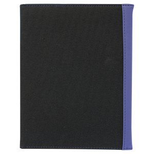 7" x 9" Purple Engraved Faux Leather / Black Canvas Portfolio with Notepad - Back view