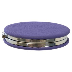 2 1/2" Purple Engraved Faux Leather Compact Mirror - Closed view