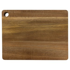 11 1/2" x 8 3/4" Acacia Cutting Board with Drip Ring and Corner Hole - Back view