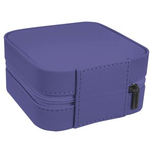 4" X 4" Purple/Black Engraved Faux Leather Travel Jewelry Box with Black Lining - Back view
