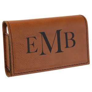 4 3/4" x 3 1/8" Rawhide Engraved Faux Leather  Pill Box - Angle view