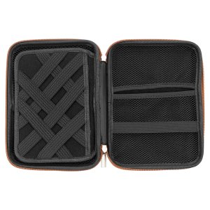 8 1/2" x 6" x 1 3/4" Rawhide Leatherette Cord Case - Open view