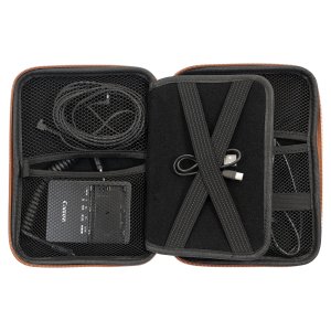 8 1/2" x 6" x 1 3/4" Rawhide Leatherette Cord Case - Open 3 view