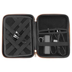 8 1/2" x 6" x 1 3/4" Rawhide Leatherette Cord Case - Open 4 view