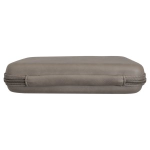 8 1/2" x 6" x 1 3/4" Gray Leatherette Cord Case - Back view