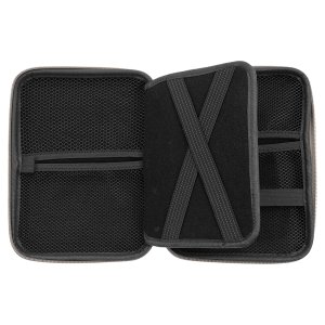 8 1/2" x 6" x 1 3/4" Gray Leatherette Cord Case - Open 2 view