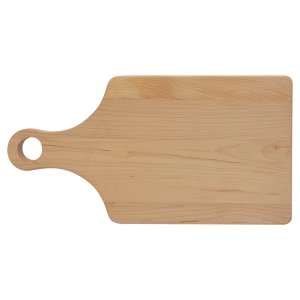 13 1/2" x 7" Maple Cutting Board Paddle Shape with Drip Ring - Back view
