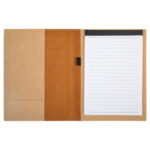 7" x 9" Small Cork Portfolio with Notepad - Open view